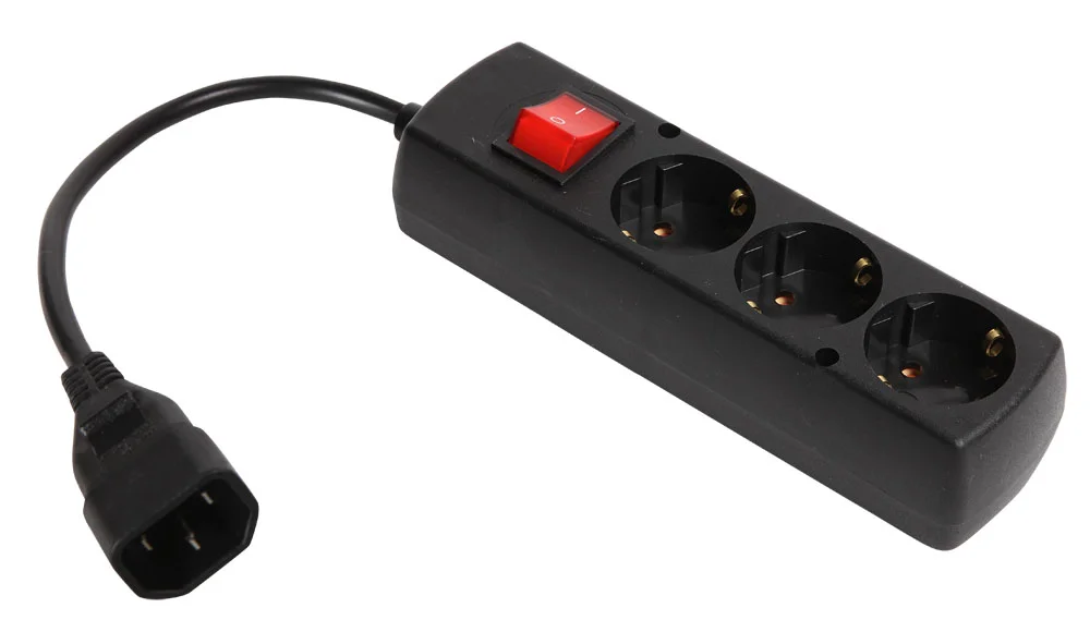 Adapter z wtykiem IEC C14 męskim przewód 3x1mm2 H05VV-F z gniazdem triple GN-370S WS
